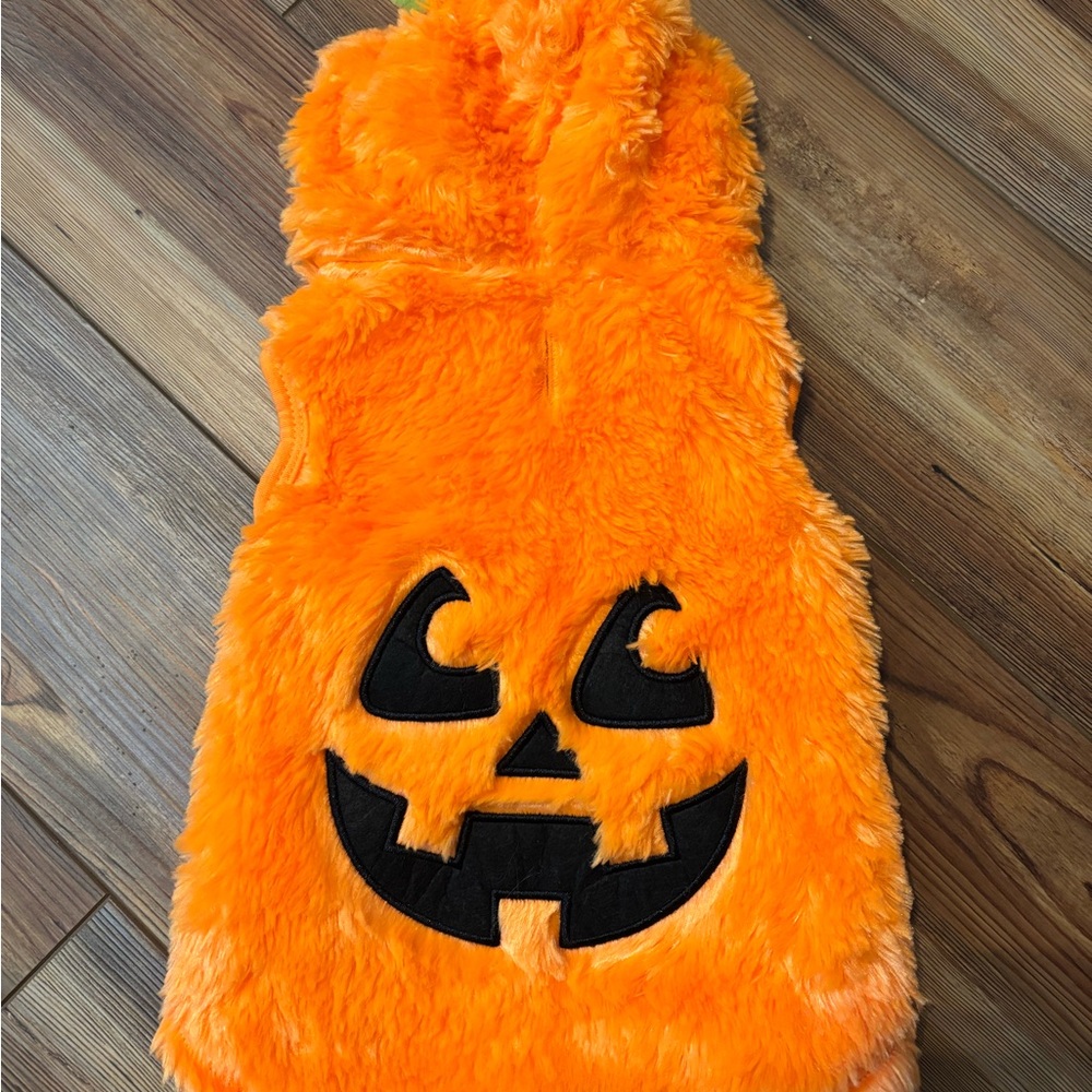 Fuzzy Orange Pumpkin Dog Costume